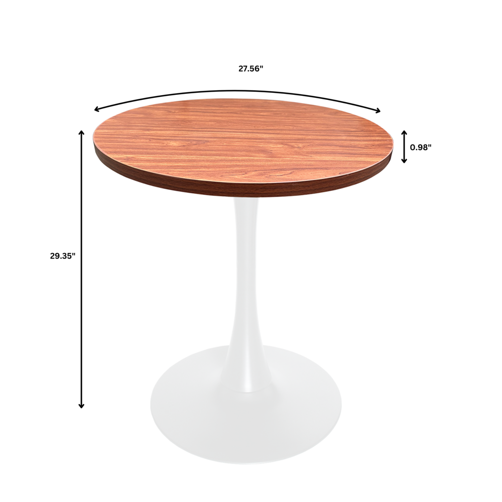 Bristol Dining table, White Base with 27" Round Cognac Brown MDF top. Picture 2