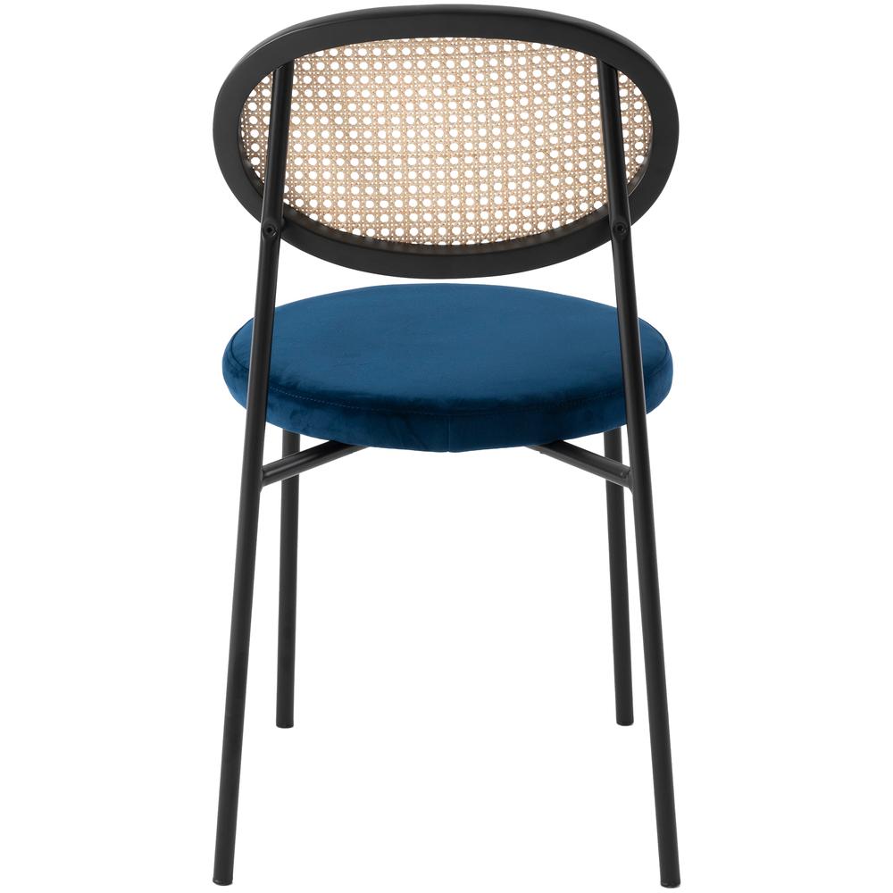 Euston Modern Wicker Dining Chair with Velvet Round Seat. Picture 8