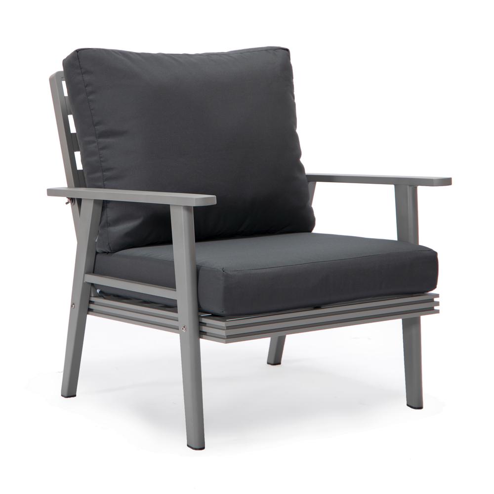 LeisureMod Walbrooke Modern Grey Patio Conversation With Square Fire Pit & Tank Holder, Charcoal. Picture 14