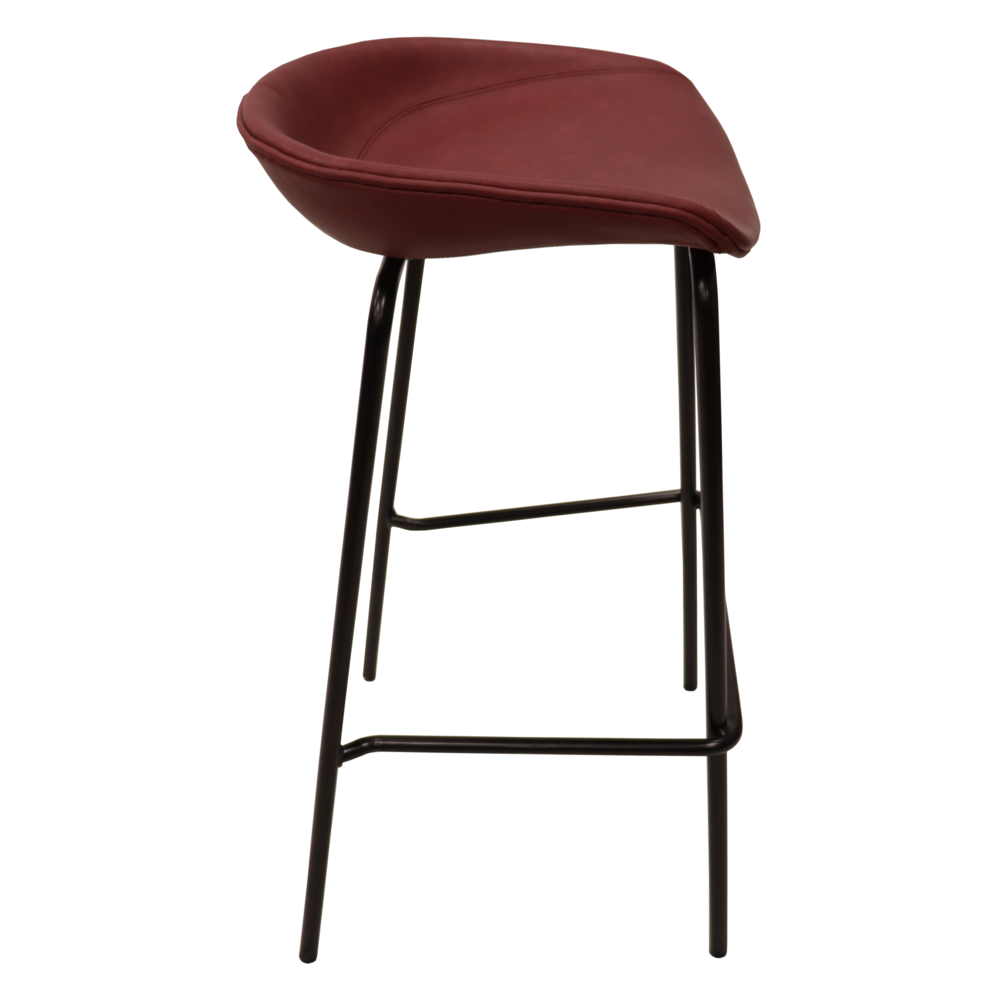 Barstool with Upholstered Faux Leather Seat and Powder Coated Iron Frame. Picture 4