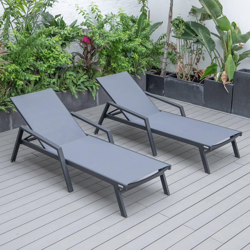 Lounge Chair With Armrests in Black Aluminum Frame, Set of 2. Picture 16