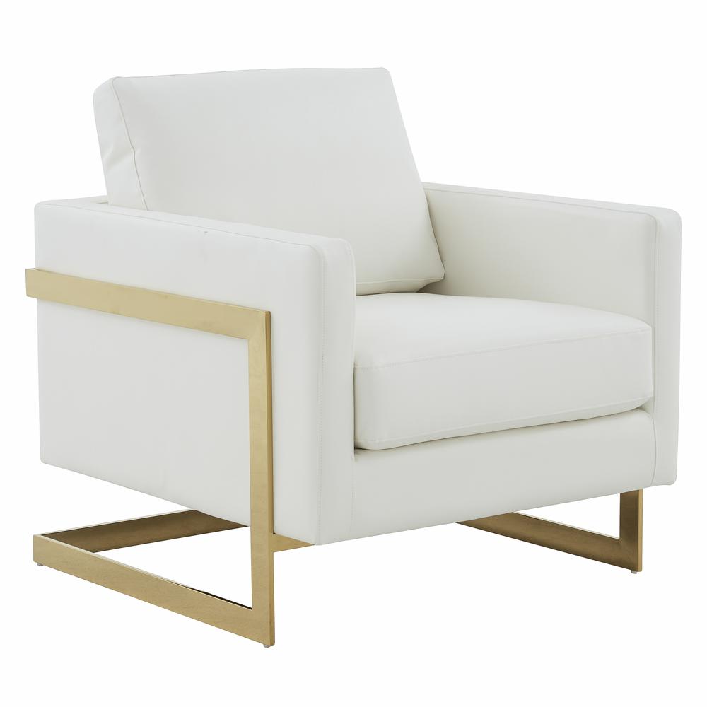 Leather Accent Armchair With Gold Frame. Picture 1