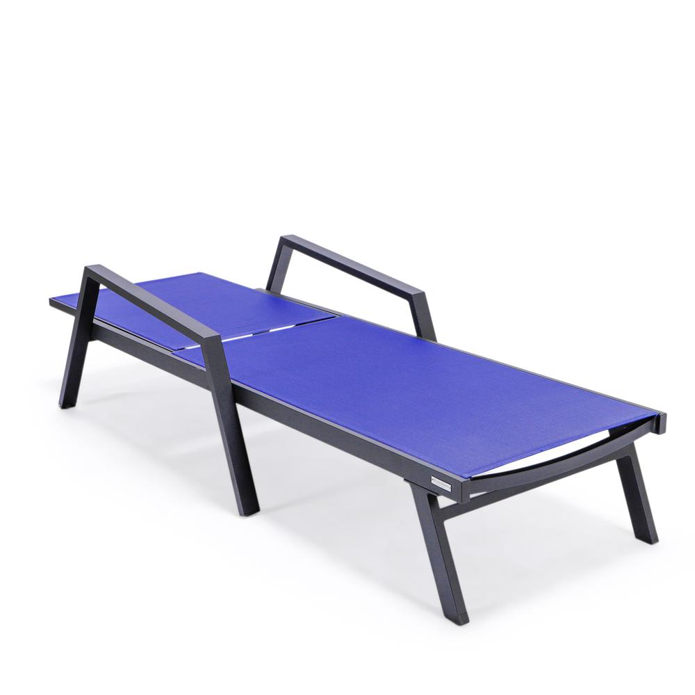 Black Aluminum Outdoor Patio Chaise Lounge Chair With Arms. Picture 16