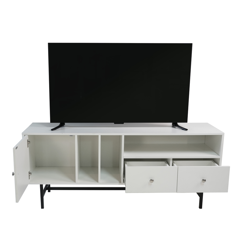 Rectangular TV Stand with Enclosed Storage and Powder Coated Iron Legs. Picture 17