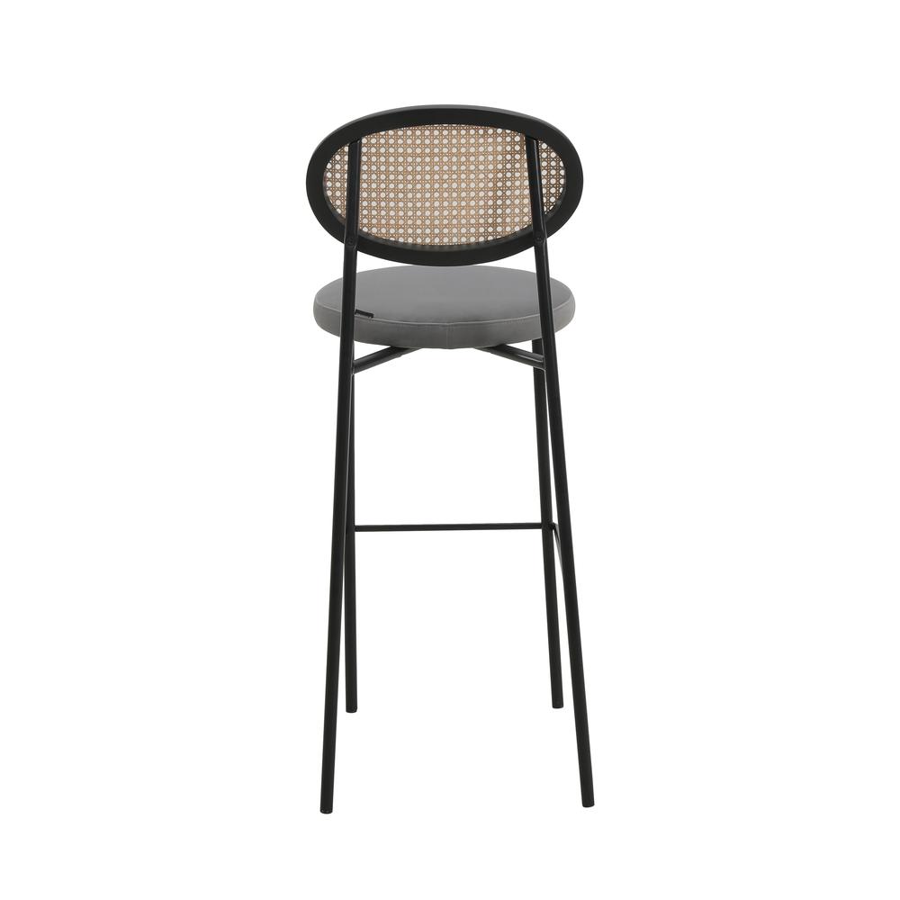 Euston Modern Wicker Bar Stool With Black Steel Frame, Set of 2. Picture 5