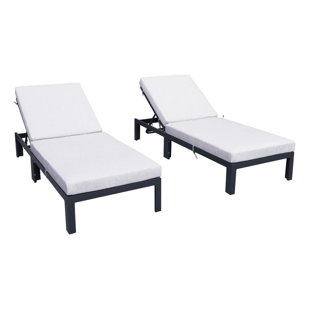 Chelsea Modern Outdoor Chaise Lounge Chair With Cushions Set of 2. Picture 2