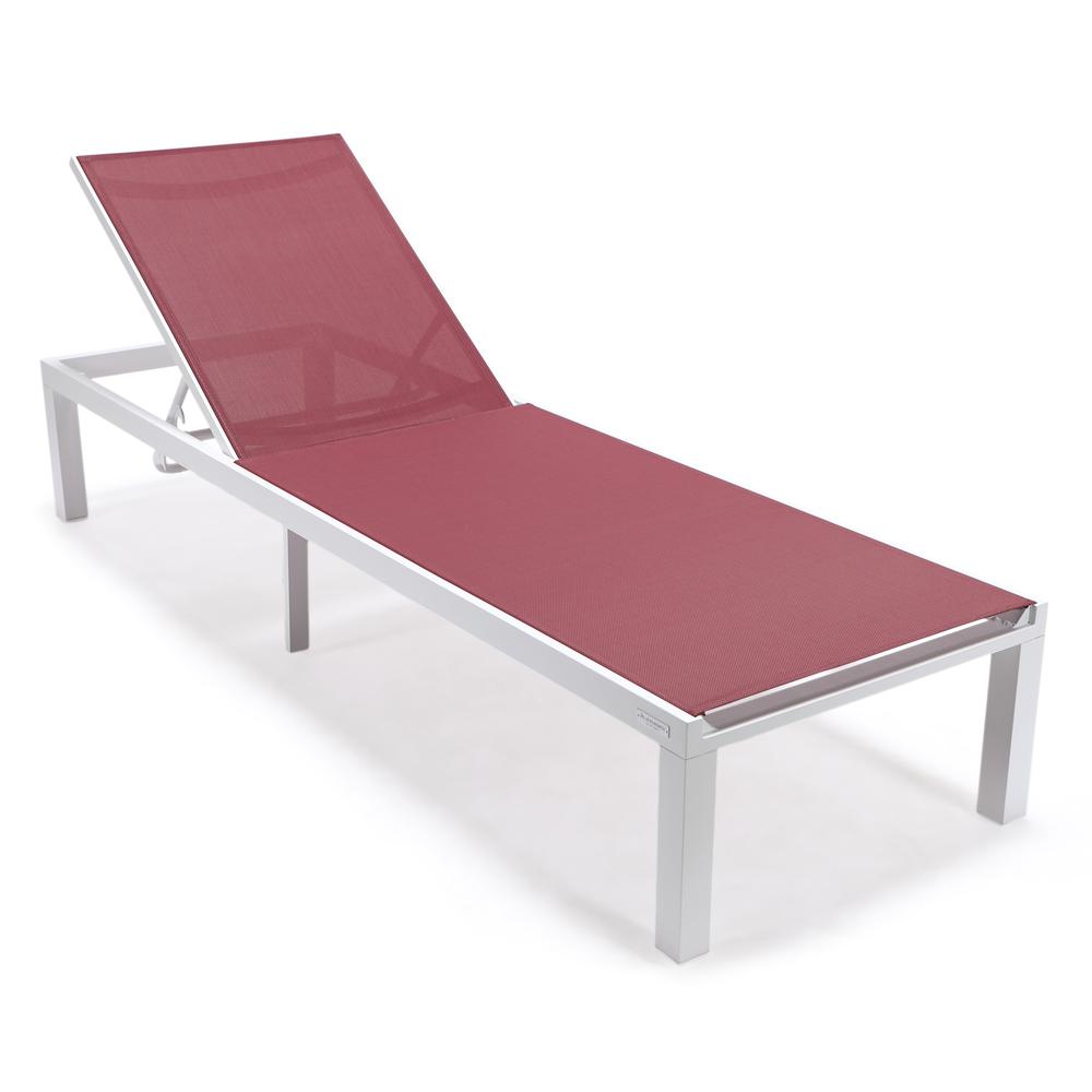 Marlin Patio Chaise Lounge Chair With White Aluminum Frame. Picture 1