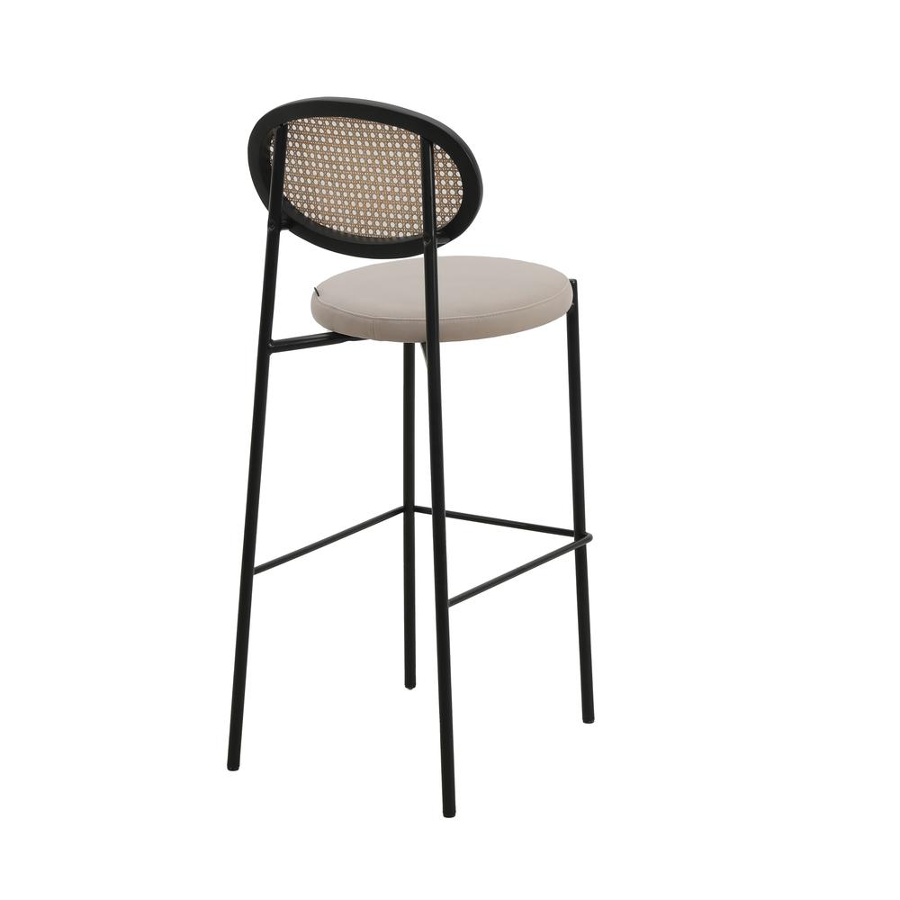Euston Modern Wicker Bar Stool With Black Steel Frame, Set of 2. Picture 4