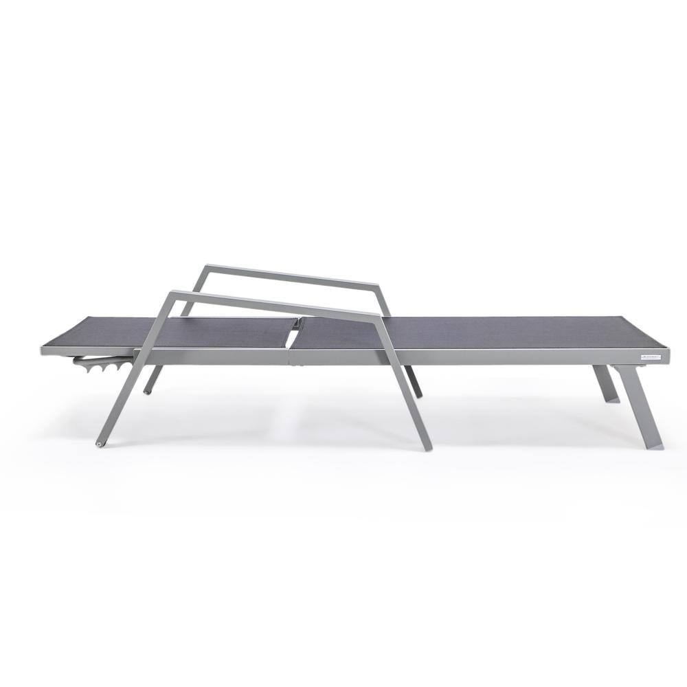 Grey Aluminum Outdoor Patio Chaise Lounge Chair With Arms. Picture 14