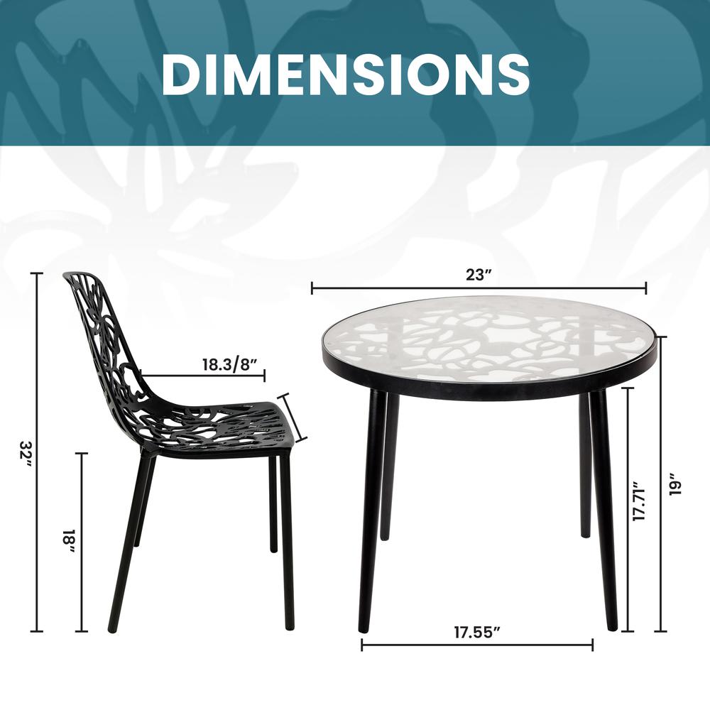 3-Piece Aluminum Outdoor Patio Dining Set with Tempered Glass Top Table. Picture 5