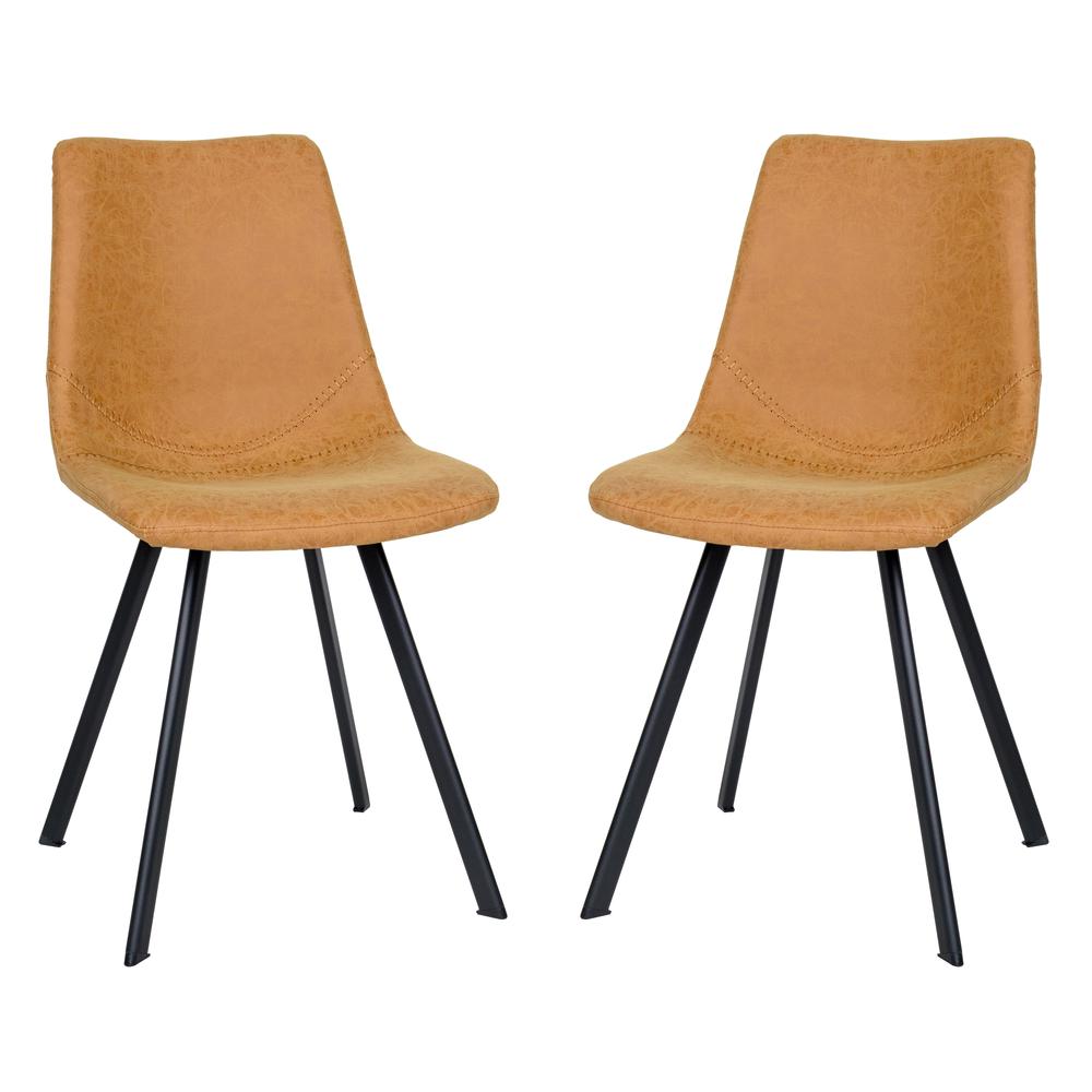 Markley Modern Leather Dining Chair With Metal Legs Set of 2. Picture 6