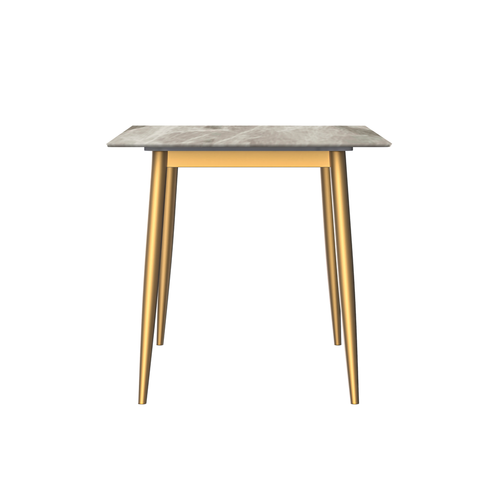Modern Dining Table Brushed Gold Base, With 71 Deep Grey Sintered Stone Top. Picture 2