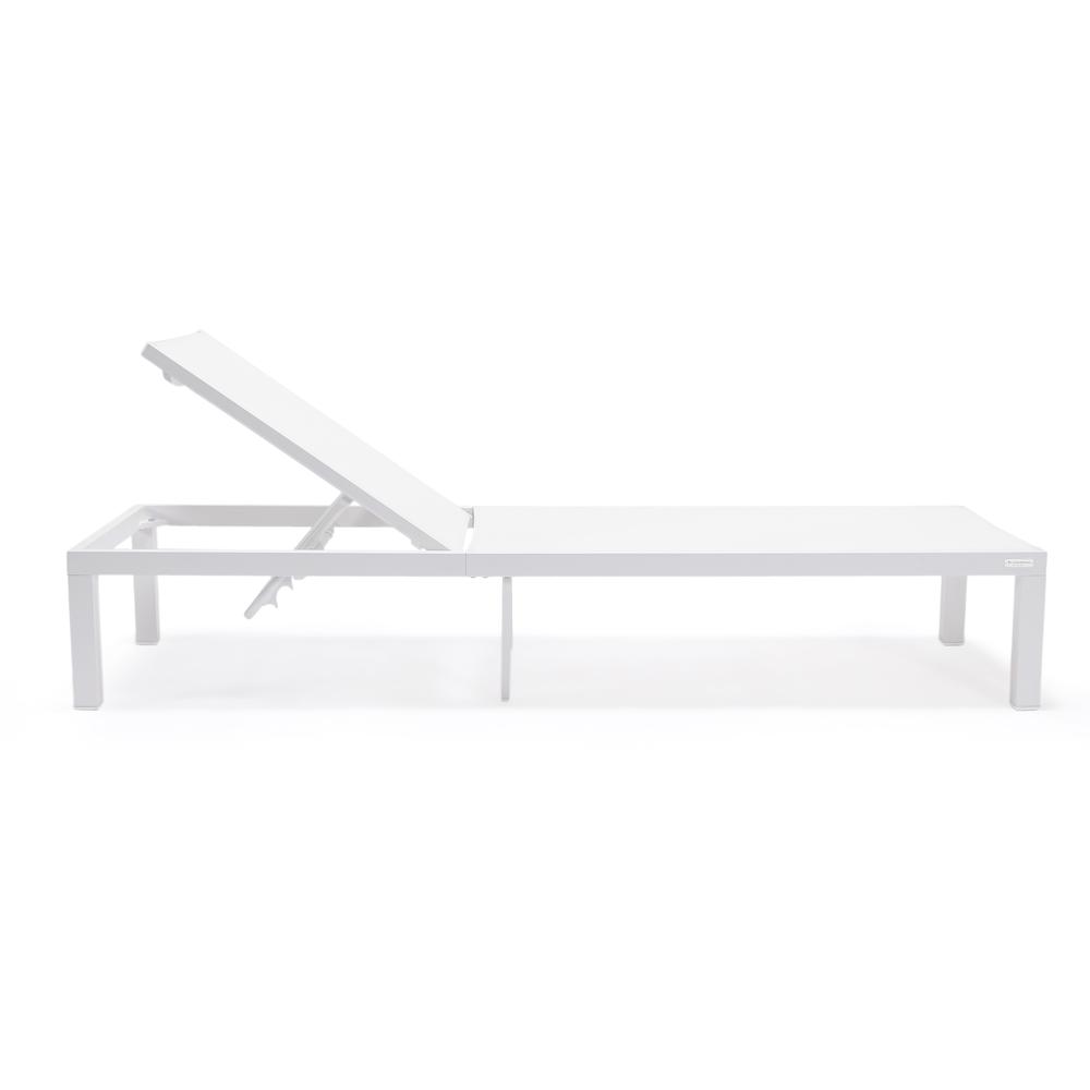 Marlin Patio Chaise Lounge Chair With White Aluminum Frame, Set of 2. Picture 1