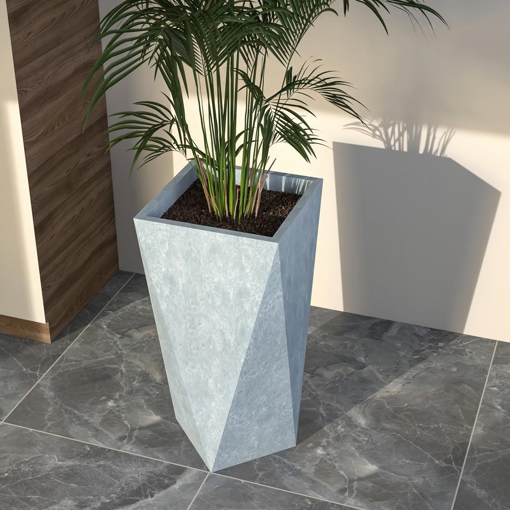 Aloe Series PolyStone Planter in Grey, 17 x 17, 34.6 High. Picture 6