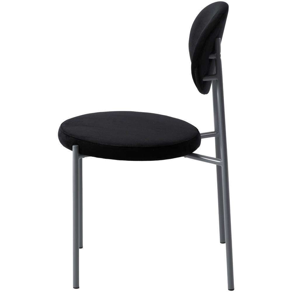 Euston Modern Velvet Dining Chair with Grey Steel Frame. Picture 3