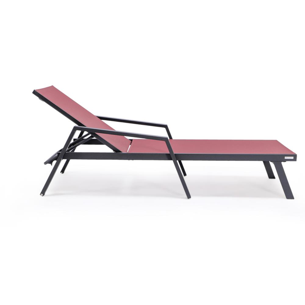 Black Aluminum Outdoor Patio Chaise Lounge Chair With Arms. Picture 15