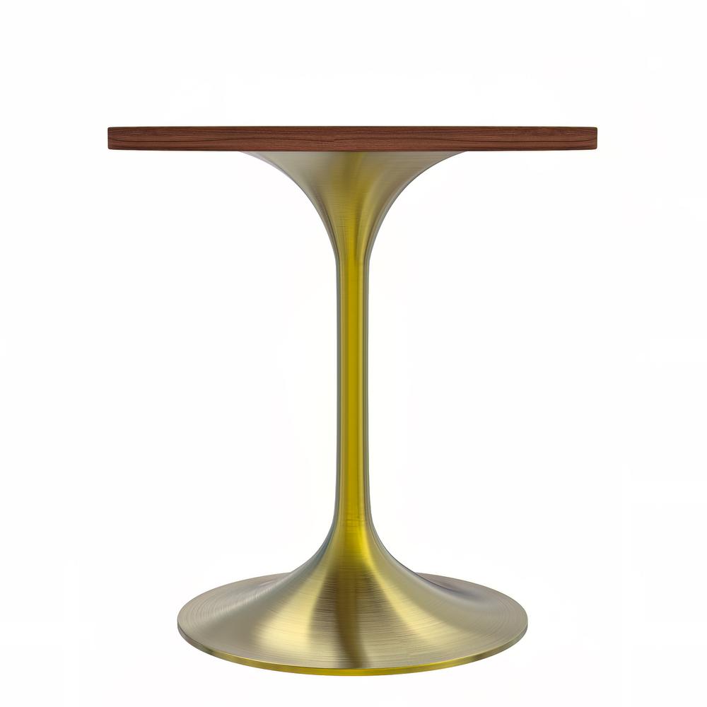 Verve 27" Round Dining Table, Brushed Gold Base with Dark Maple MDF Top. Picture 4