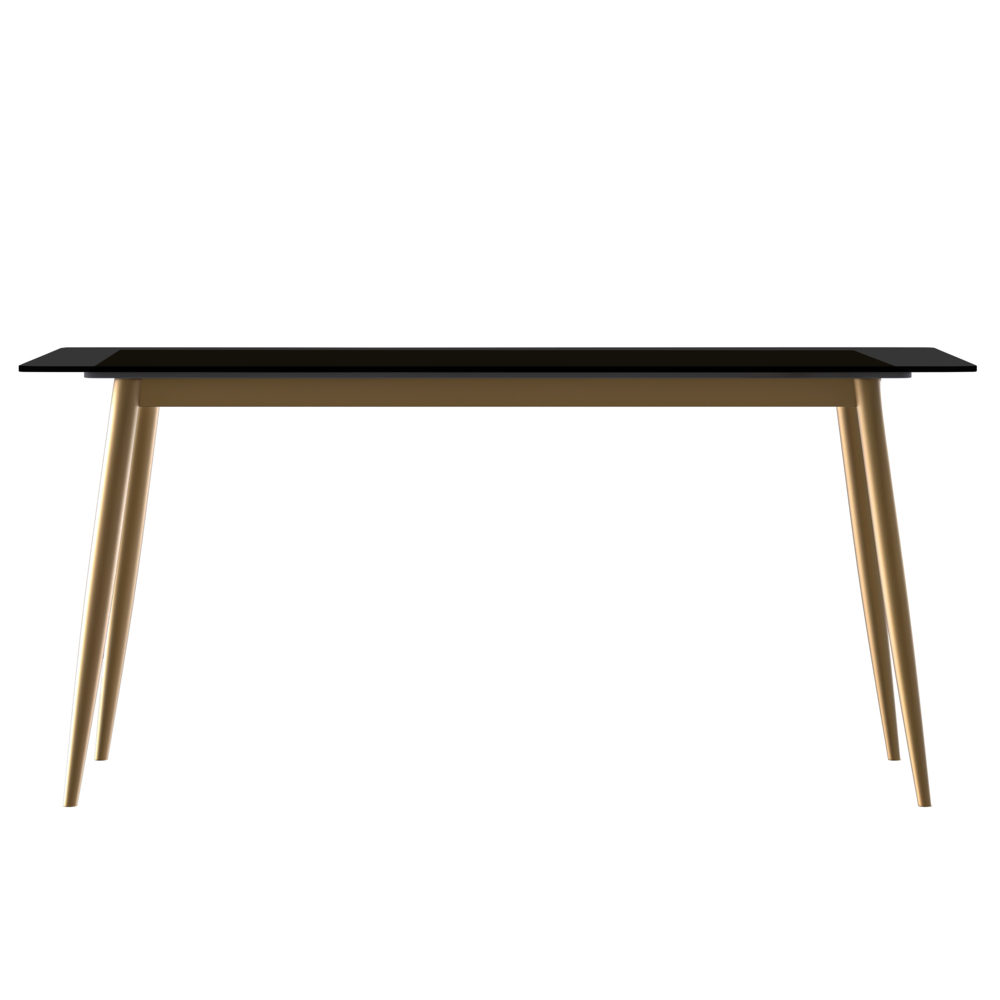 Zayle Series Modern Dining Table Brushed Gold Base, With 71 Black Glass Top. Picture 1