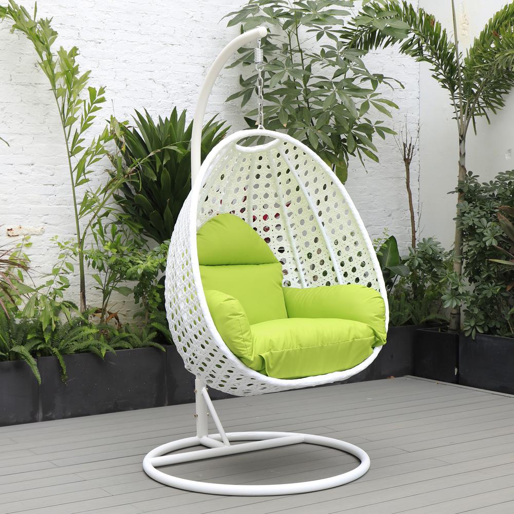 White Wicker Hanging Egg Swing Chair. Picture 8