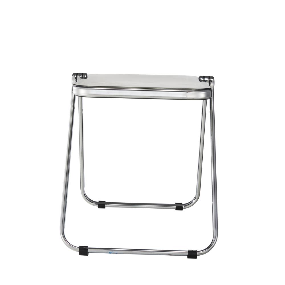 Rectangular Folding Side Table in Chrome Finish with Plastic Tabletop. Picture 3