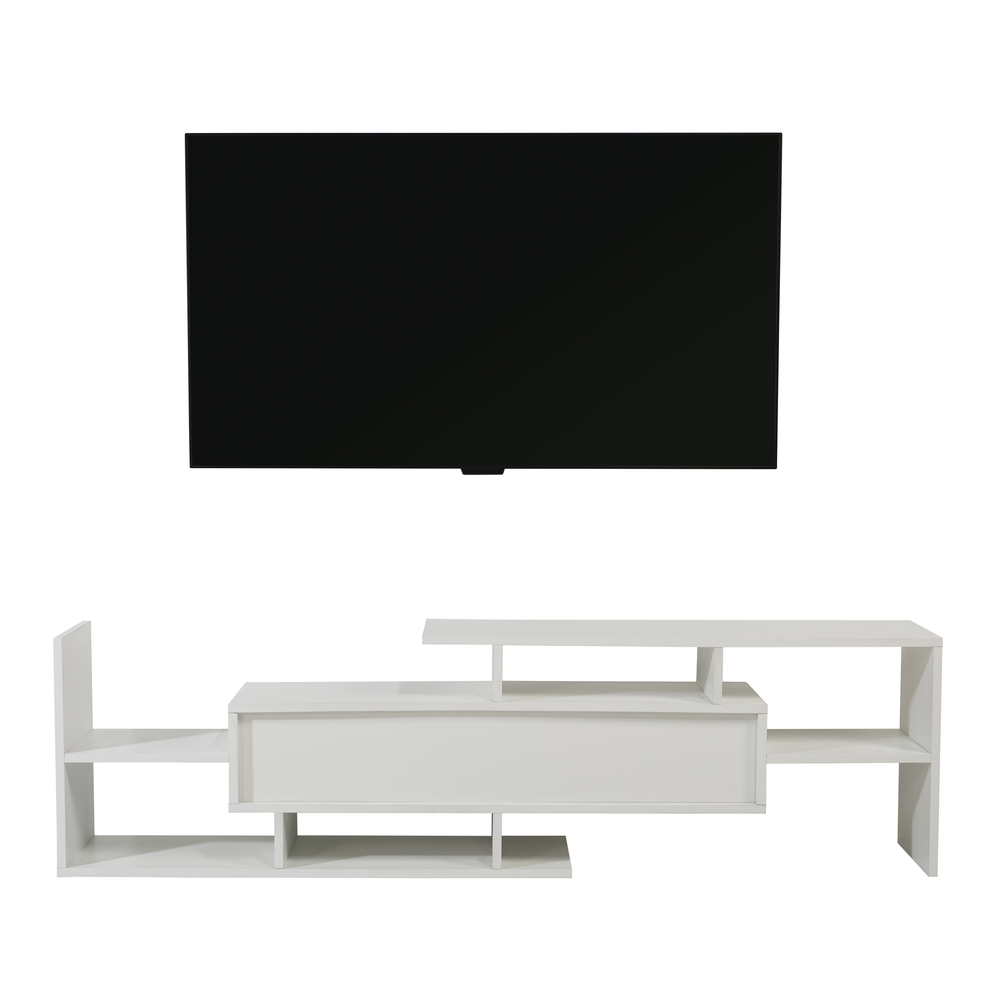 LeisureMod Surrey Modern TV Stand with MDF Shelves and Bookcase. Picture 10
