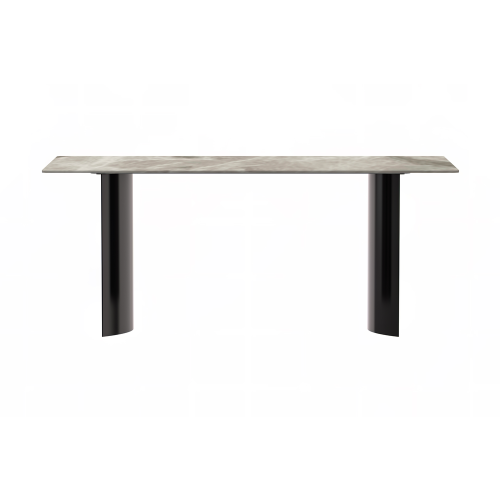 Dining Table Black Stainless Steel Base, With 55 Deep Grey Sintered Stone Top. Picture 2