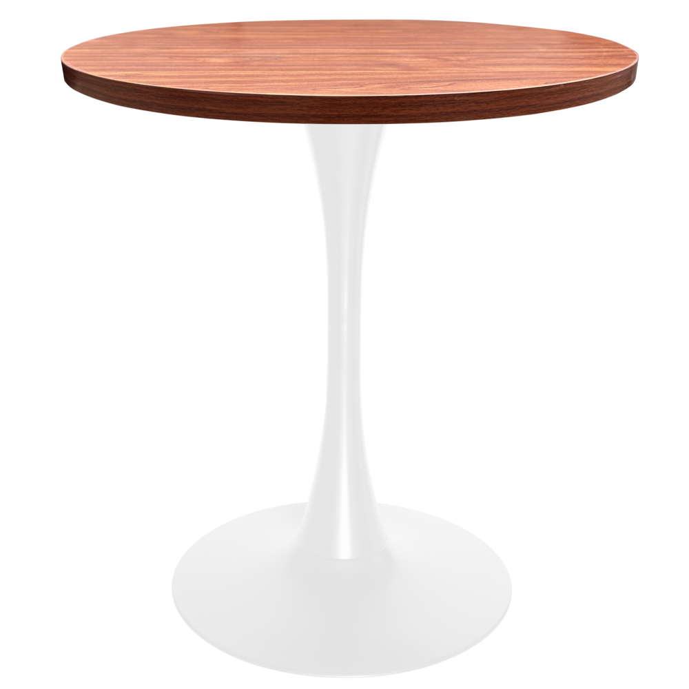 Bristol Dining table, White Base with 27" Round Cognac Brown MDF top. Picture 3