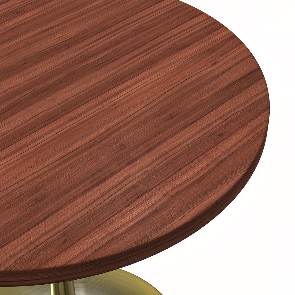 Verve 27" Round Dining Table, Brushed Gold Base with Dark Maple MDF Top. Picture 8