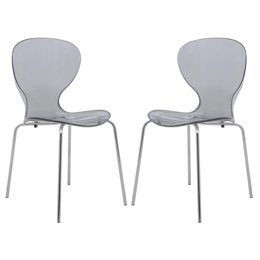 Modern Oyster Transparent Side Chair, Set of 2. Picture 1