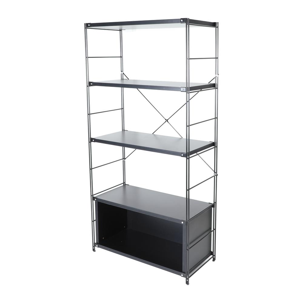 Brentwood Etagere Bookcase with Black Powder Coated Steel Frame. Picture 2