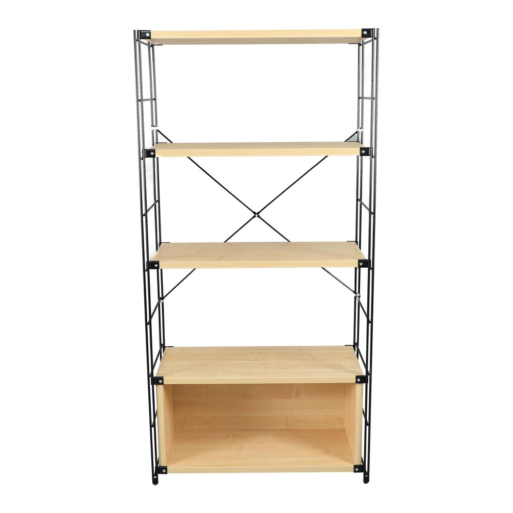Brentwood Etagere Bookcase with Black Powder Coated Steel Frame. Picture 1