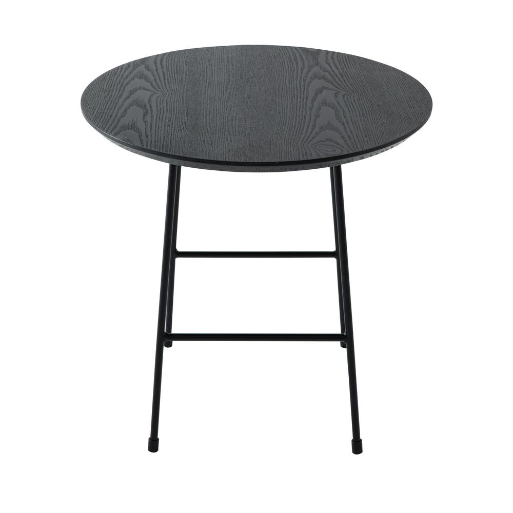 Rossmore Mid Century Modern Round Side Table With Black Steel Frame. Picture 2