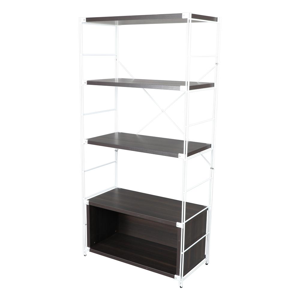Brentwood Etagere Bookcase with White Powder Coated Steel Frame. Picture 2