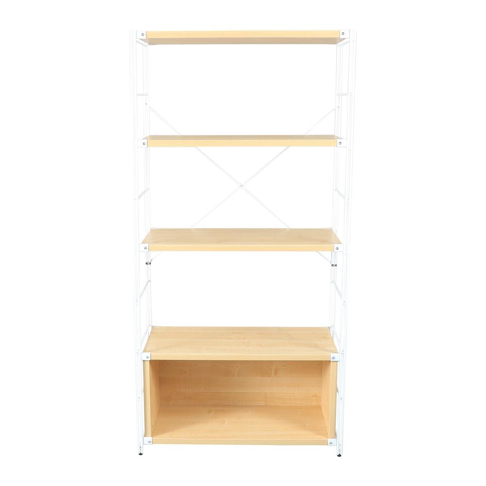 Brentwood Etagere Bookcase with White Powder Coated Steel Frame. Picture 1