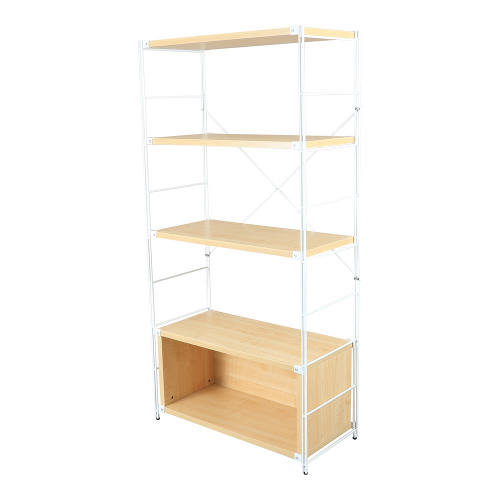 Brentwood Etagere Bookcase with White Powder Coated Steel Frame. Picture 3