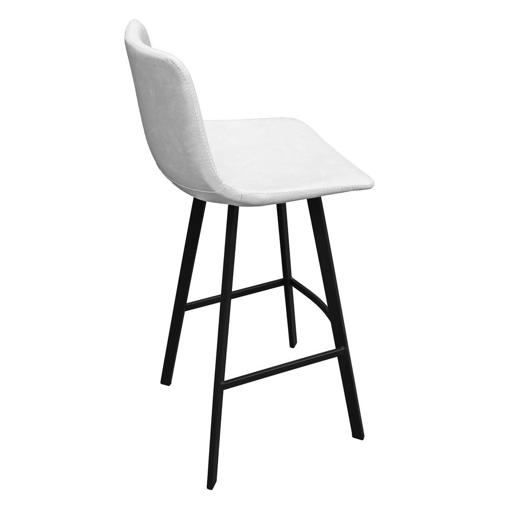 Elland Modern Upholstered Leather Bar Stool With Iron Legs & Footrest. Picture 4