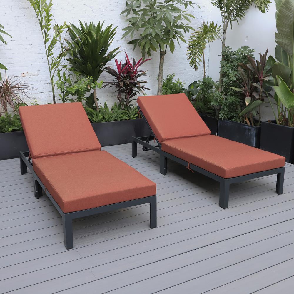Chelsea Modern Outdoor Chaise Lounge Chair With Cushions Set of 2. Picture 3