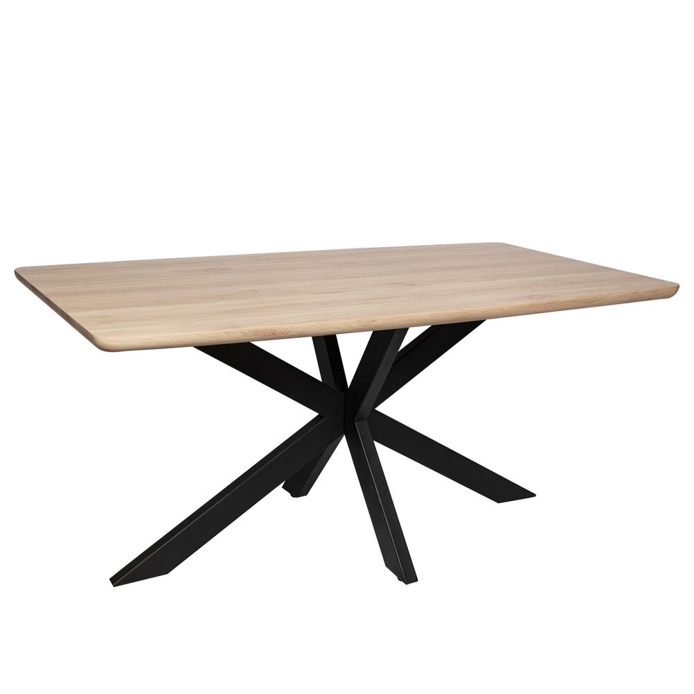 Ravenna 63" Rectangular Wood Dining Table With Modern Metal Base. Picture 8