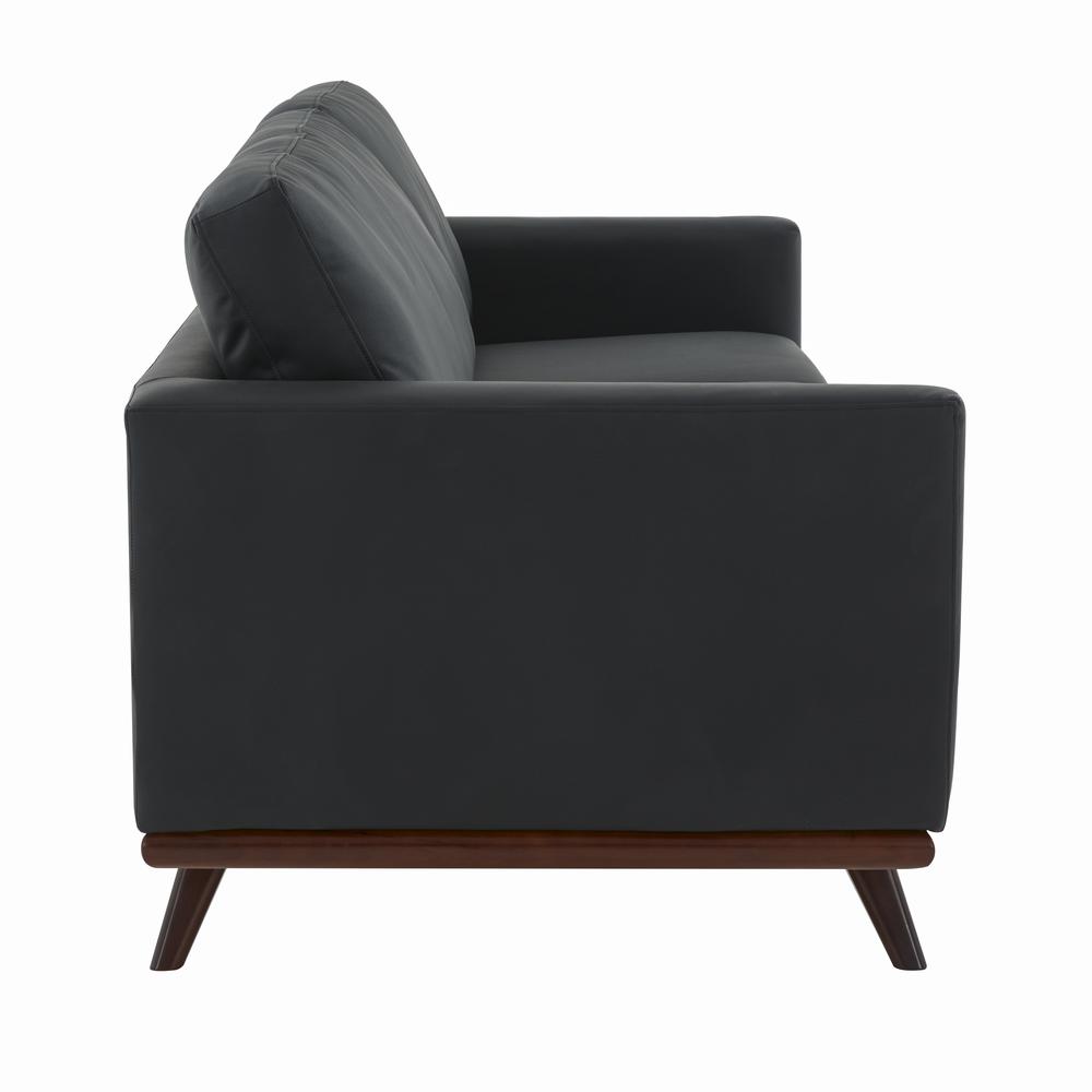 LeisureMod Chester Modern Leather Sofa With Birch Wood Base. Picture 3