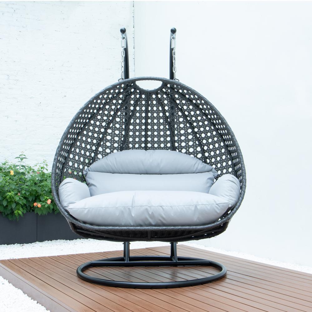 Charcoal Wicker Hanging 2 person Egg Swing Chair. Picture 1
