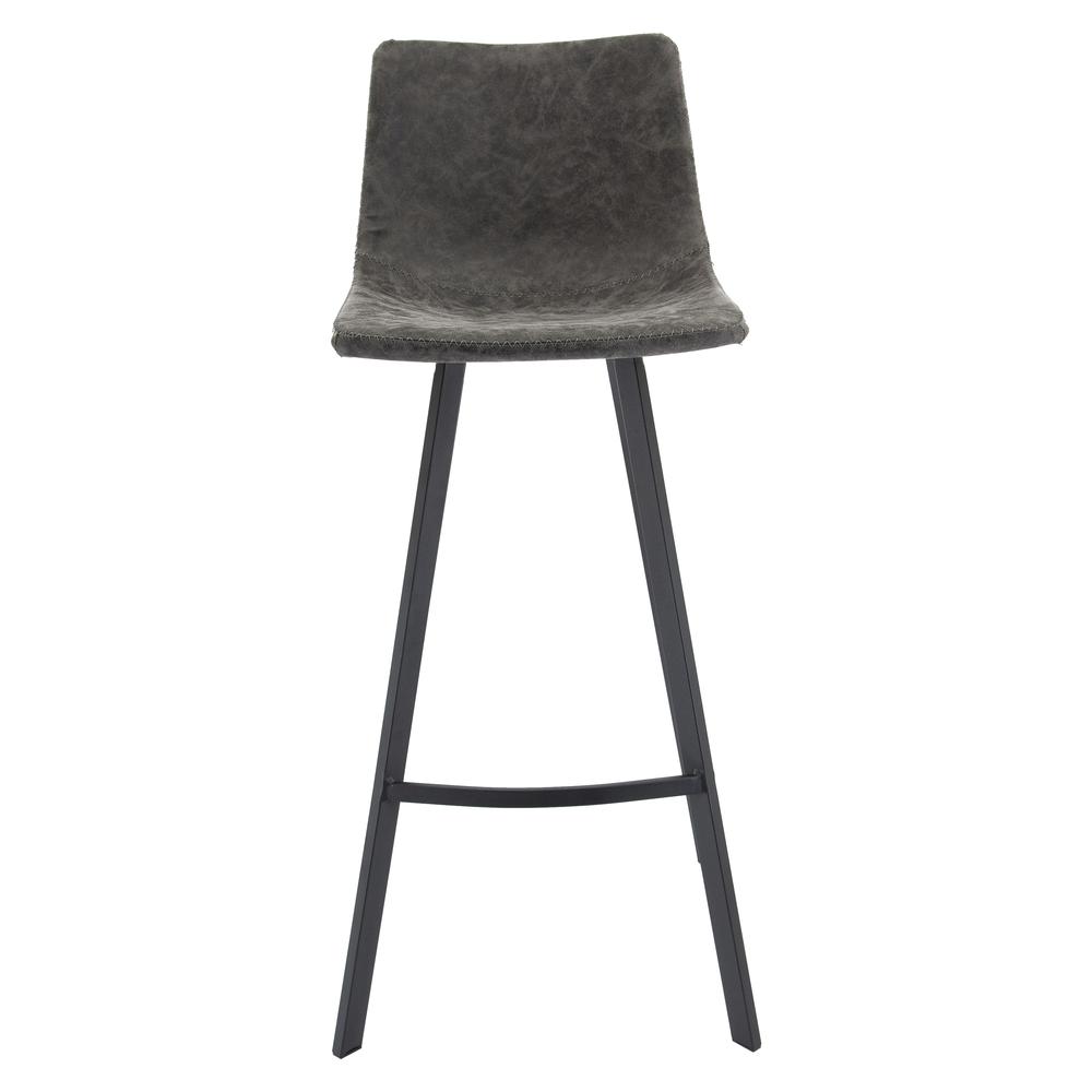 Elland Modern Upholstered Leather Bar Stool With Iron Legs & Footrest. Picture 2