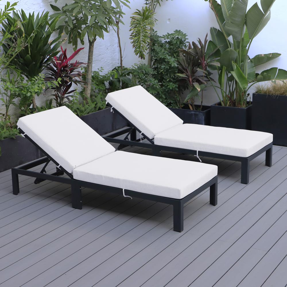 Chelsea Modern Outdoor Chaise Lounge Chair With Cushions Set of 2. Picture 6