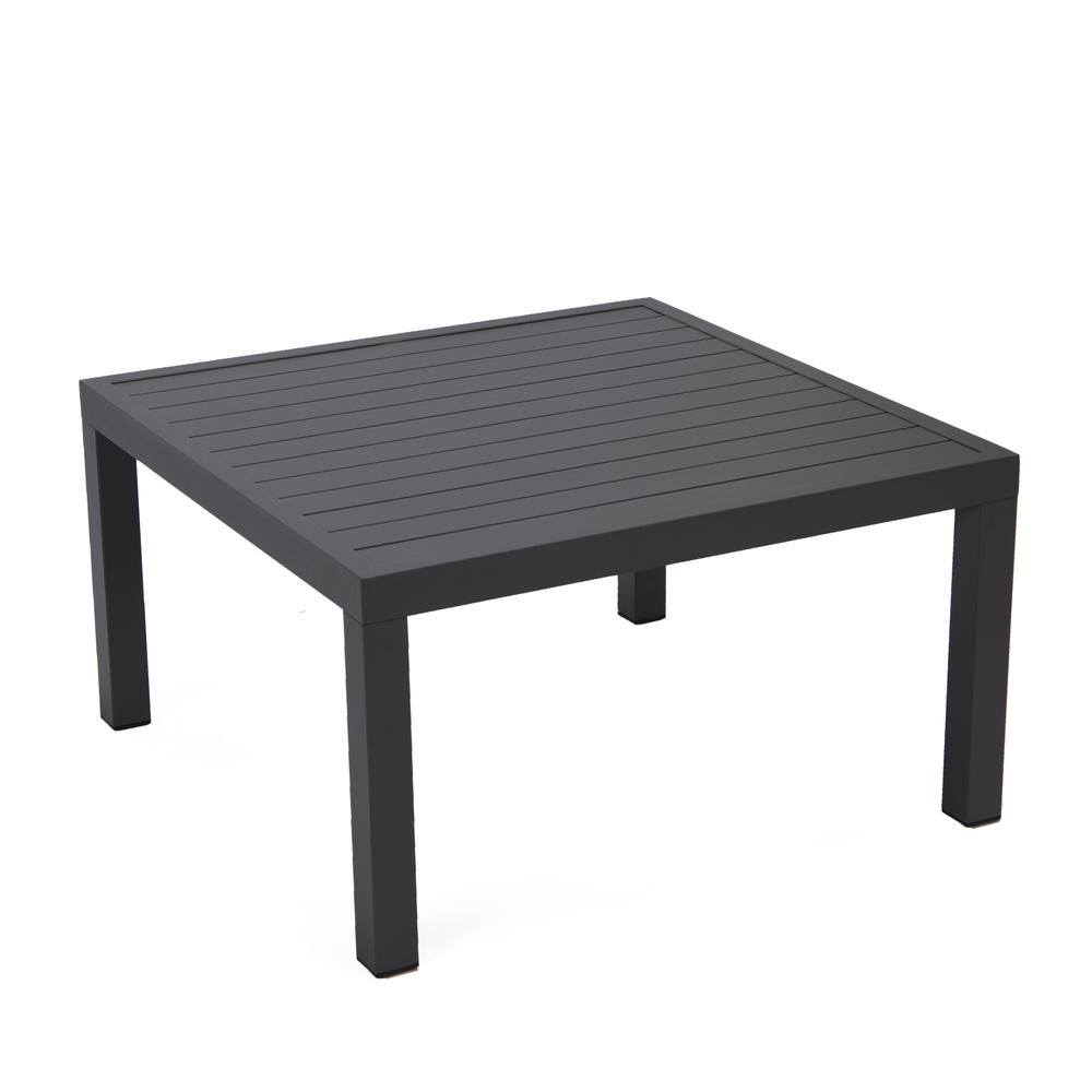 LeisureMod Hamilton 7-Piece Aluminum Patio Conversation Set With Coffee Table And Cushions Orange. Picture 9
