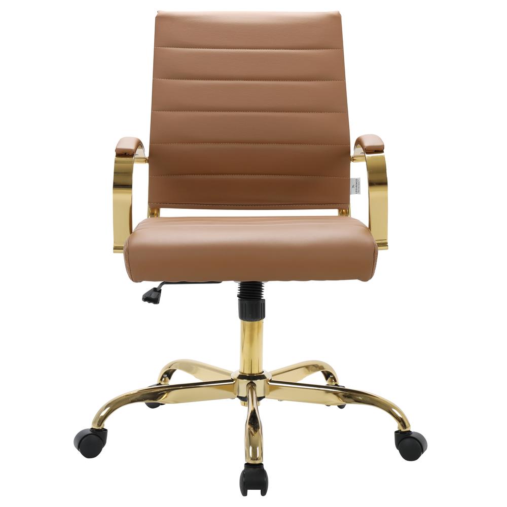 Benmar Home Leather Office Chair With Gold Frame. Picture 2