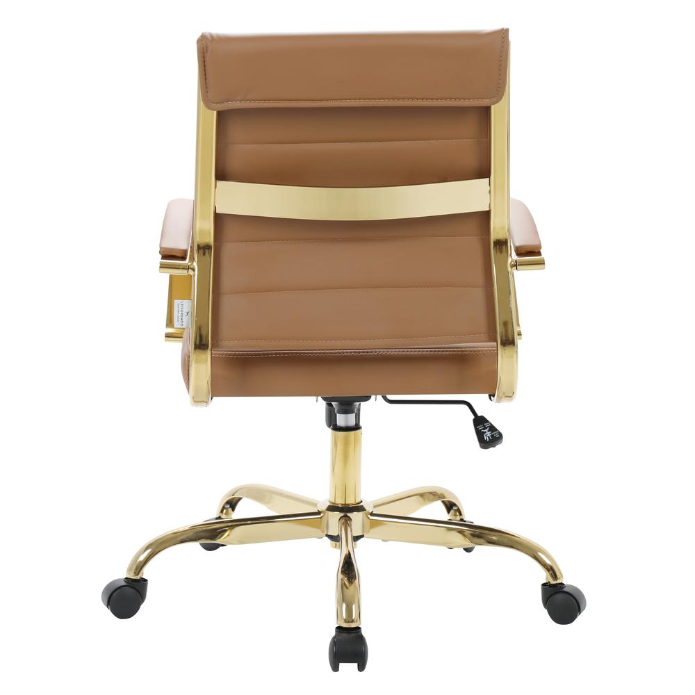 Benmar Home Leather Office Chair With Gold Frame. Picture 4