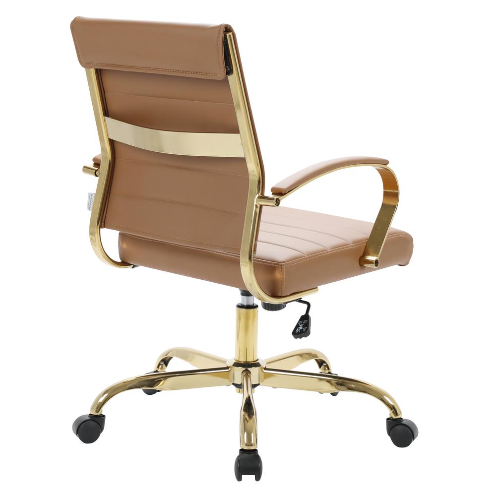 Benmar Home Leather Office Chair With Gold Frame. Picture 5