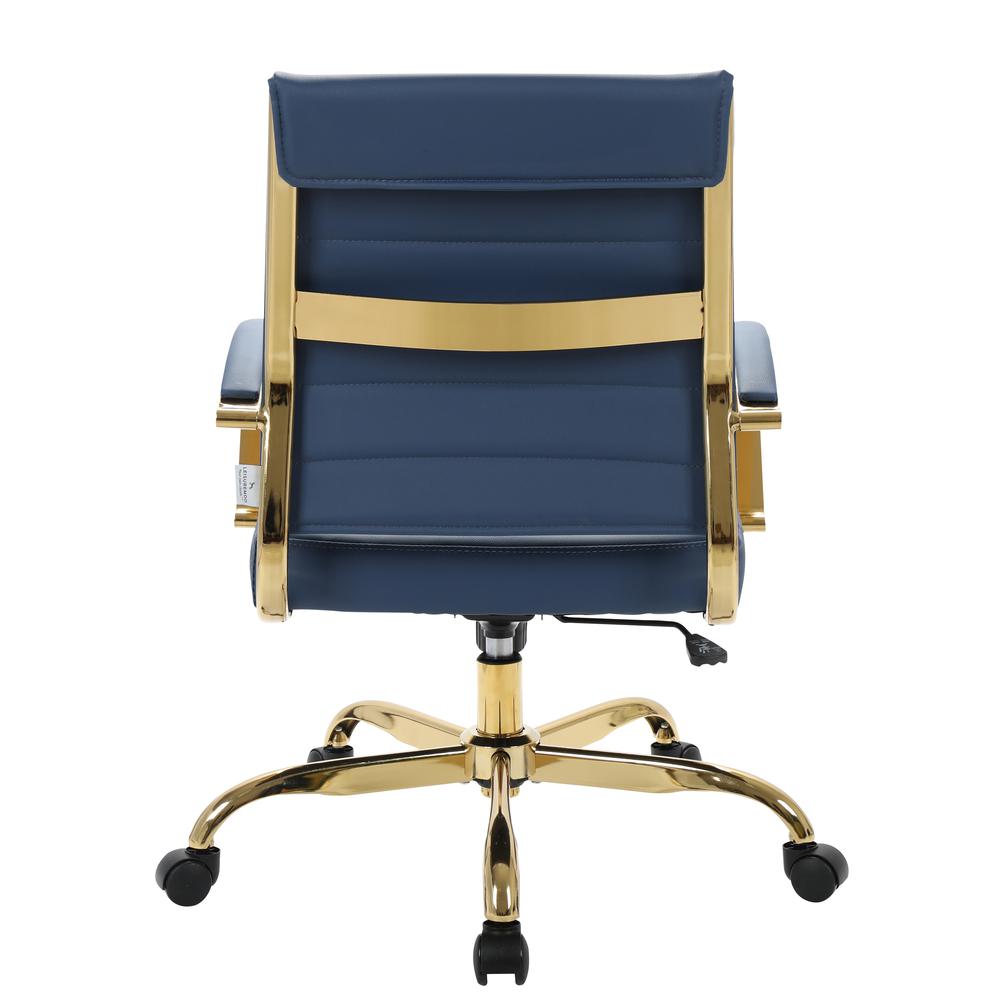 LeisureMod Benmar Home Leather Office Chair With Gold Frame BOG19BUL. Picture 5