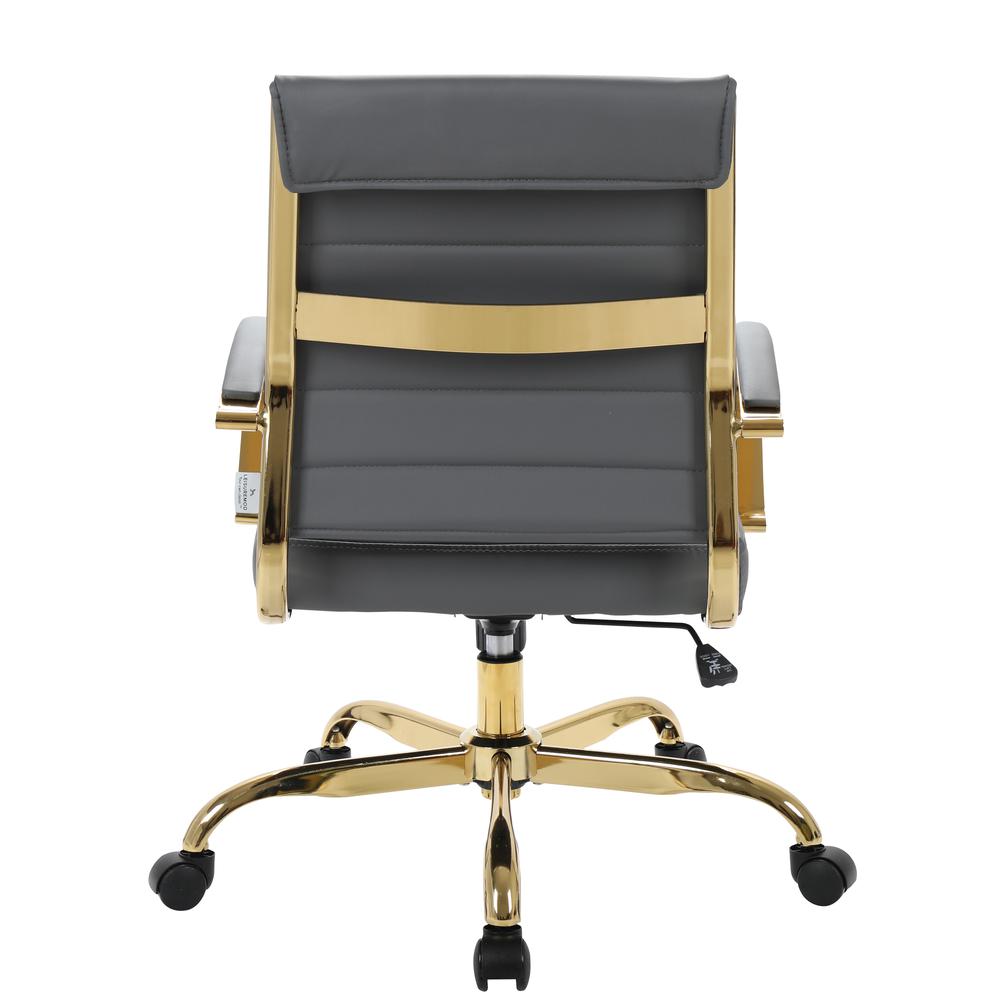 LeisureMod Benmar Home Leather Office Chair With Gold Frame BOG19GRL. Picture 5