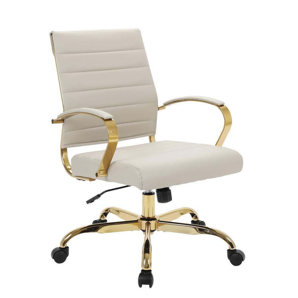 LeisureMod Benmar Home Leather Office Chair With Gold Frame BOG19TL. The main picture.