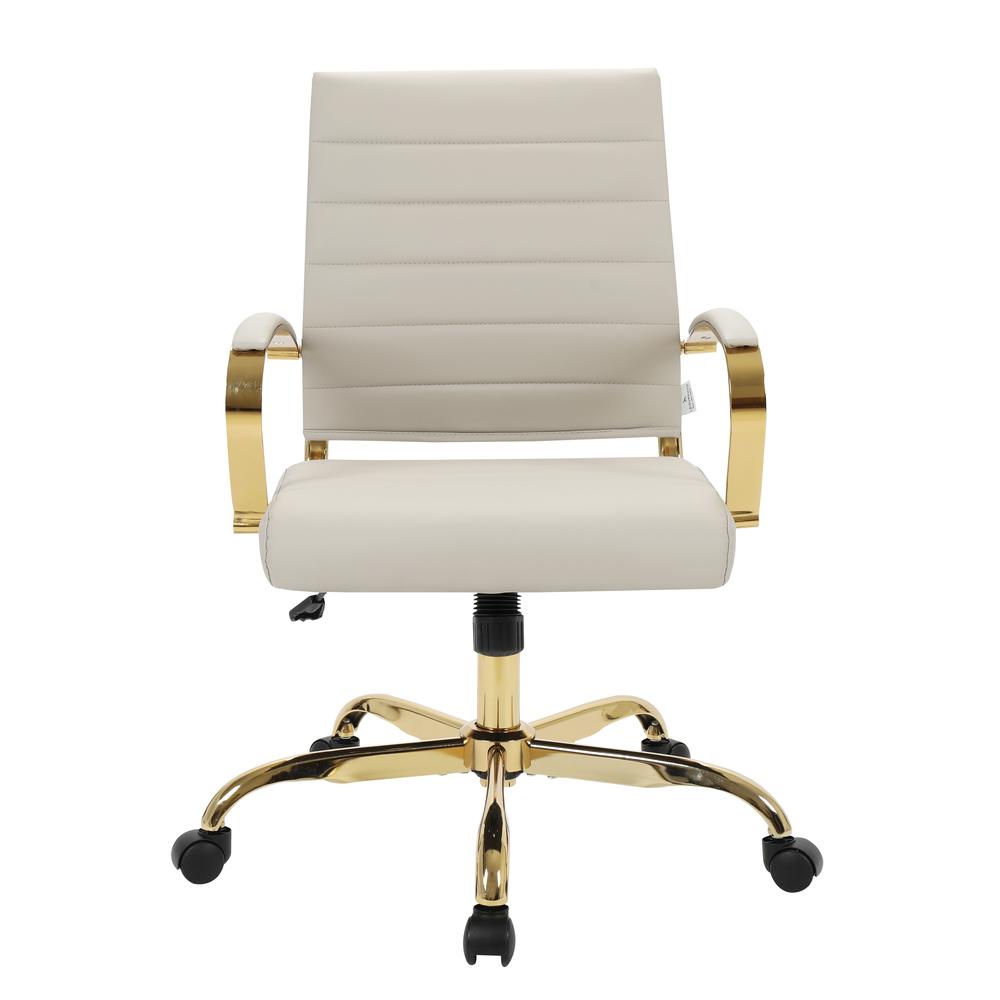 LeisureMod Benmar Home Leather Office Chair With Gold Frame BOG19TL. Picture 2